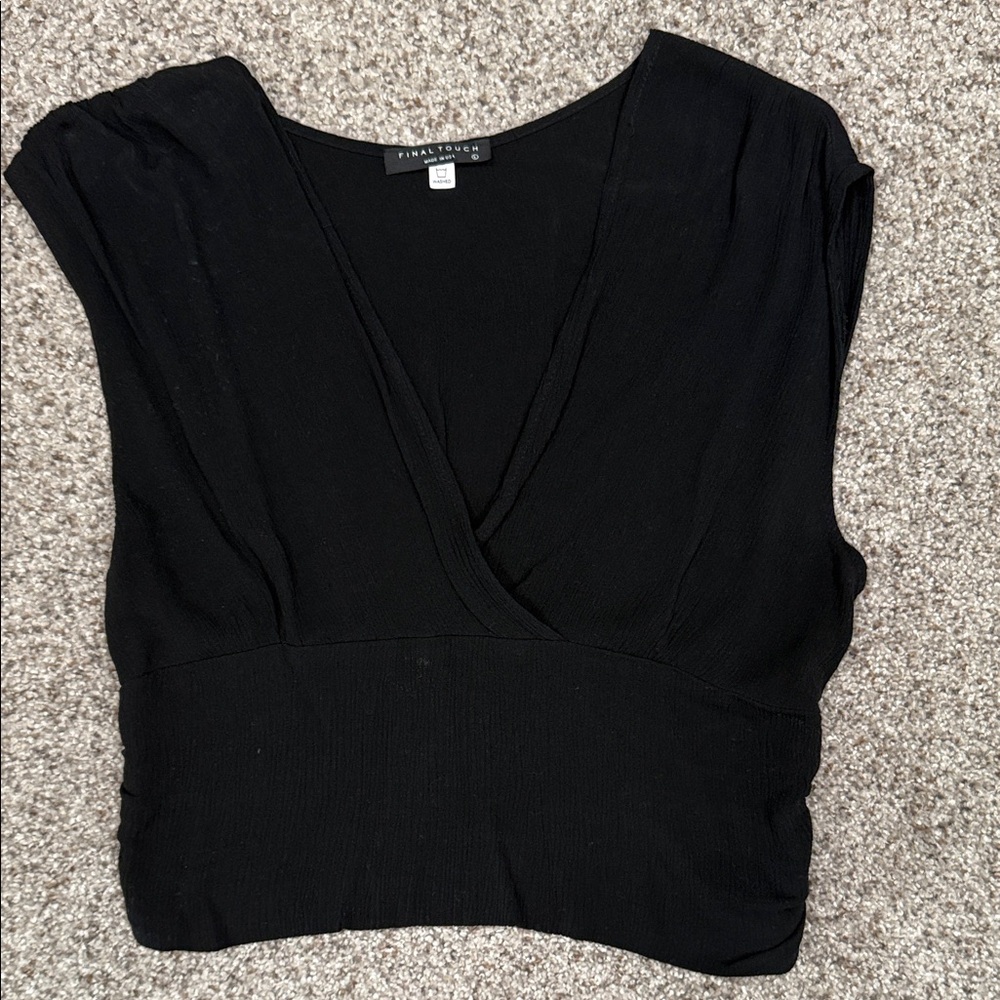 Final Touch Black V Neck Blouse